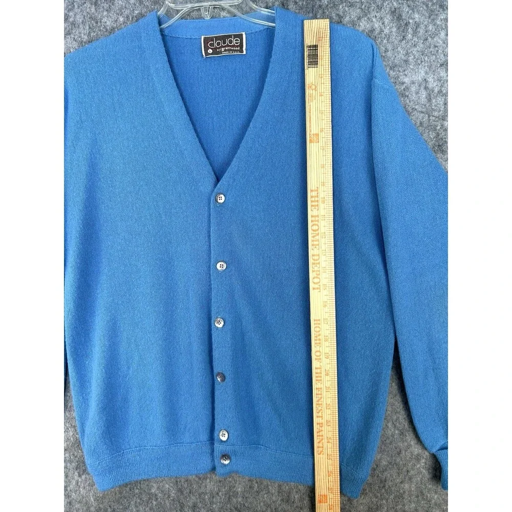 Claude By Brentwood Acrylic Blue Cardigan Sweater Grandpa Large